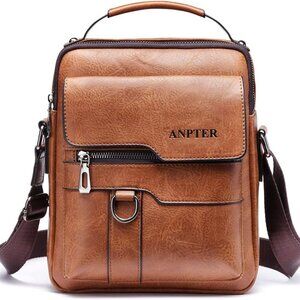 Mens Messenger Crossbody Bag Small PU Leather Shoulder Satchel Travel Purse